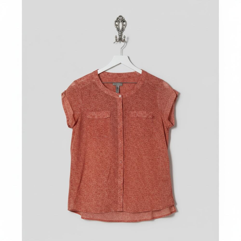 Chico's Womens Small Orange Animal Print Sleeveless Blouse
